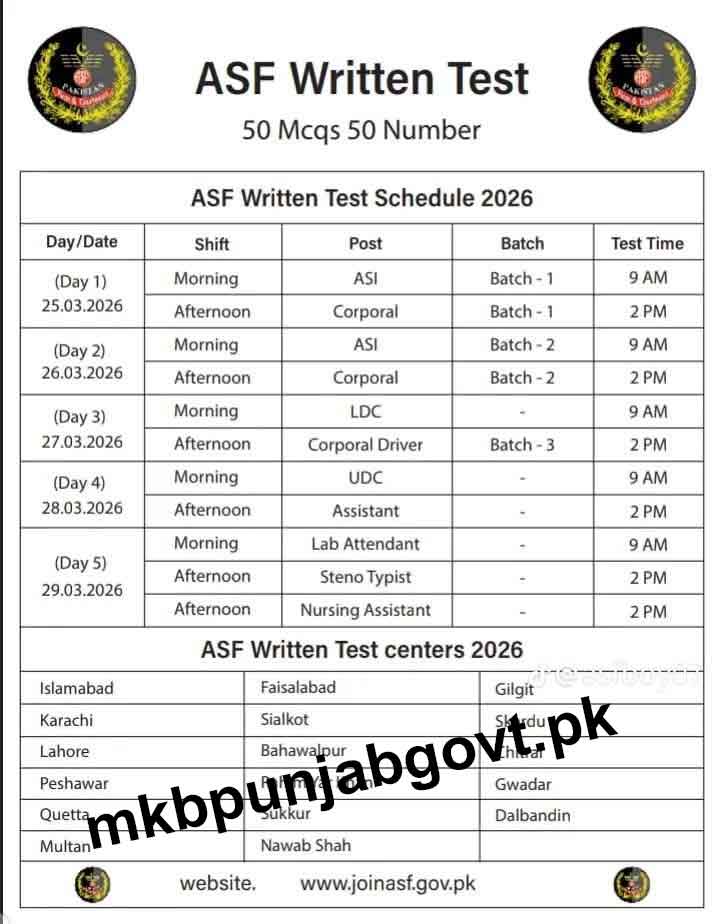 ASF Written Test Slip 2026