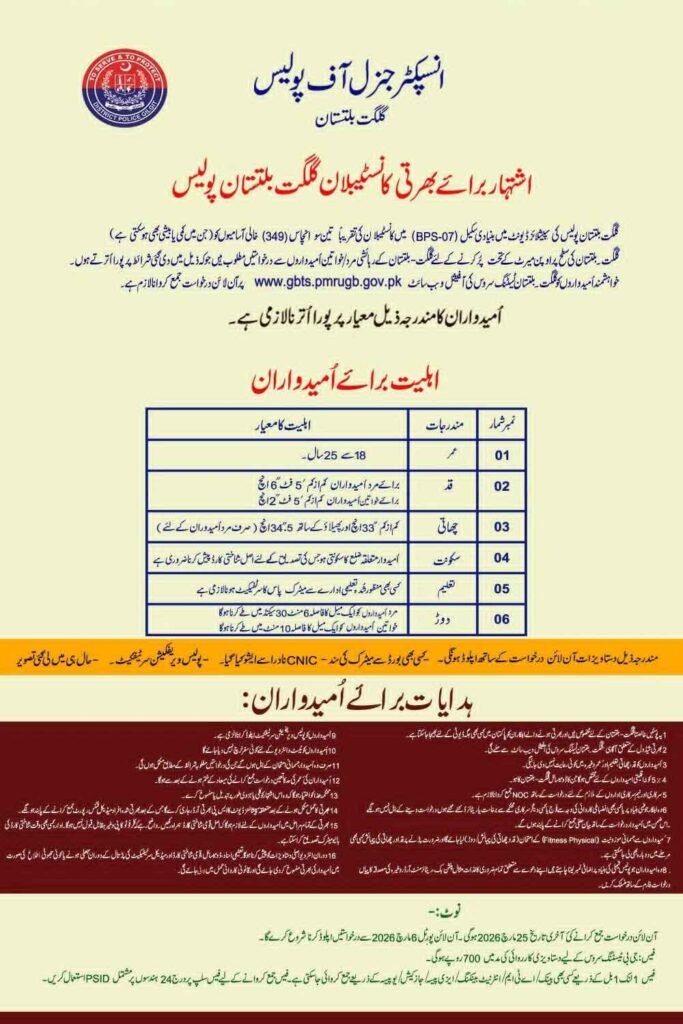 GB Police Jobs Constable Advertisement 2026