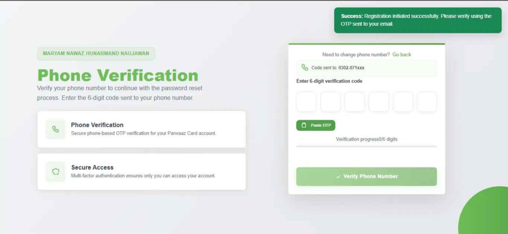 Parwaz Card Registration Date